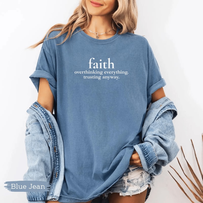 Faith Christian Shirt Comfort Colors Minimalist Inspirational Bible Verse Tee 1
