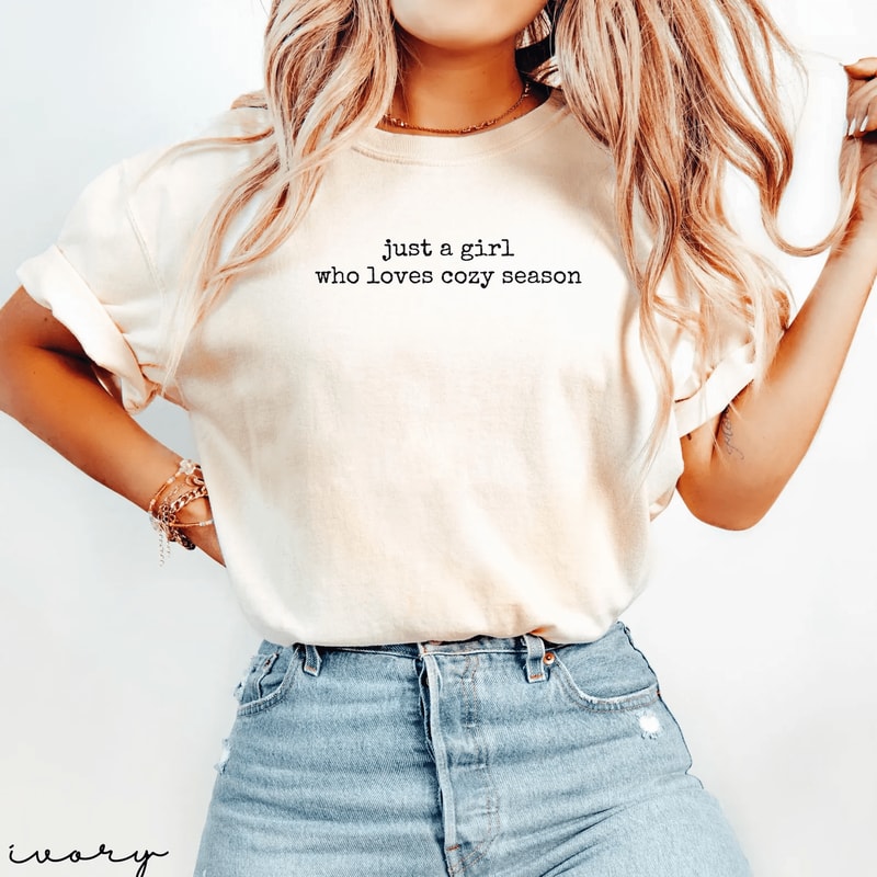 Just A Girl Who Loves Cozy Season Shirt Comfort Colors Fall Shirt Thanksgiving Tee 2