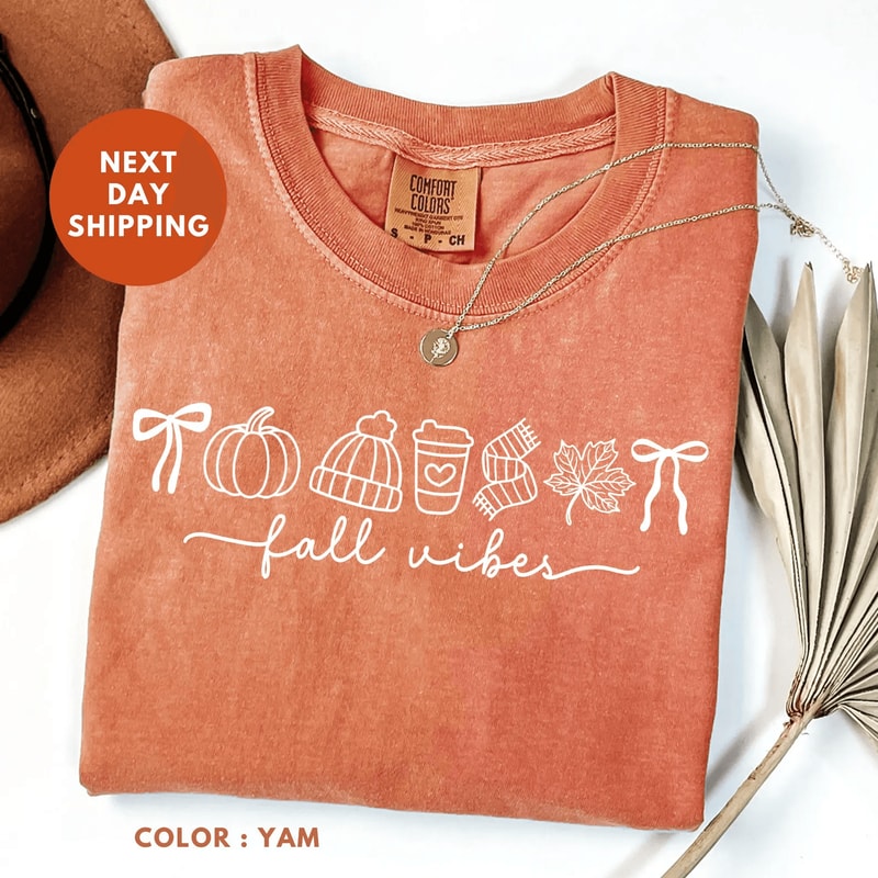Pumpkin Fall Shirt Comfort Colors Tee Autumn Vibes Thanksgiving Graphic Shirt 2