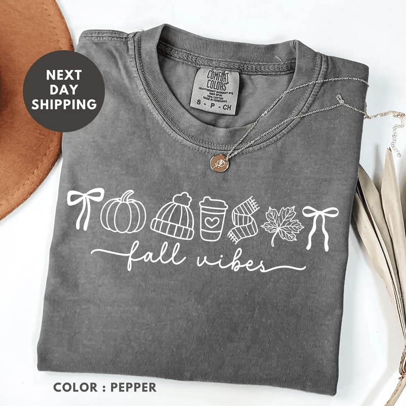 Pumpkin Fall Shirt Comfort Colors Tee Autumn Vibes Thanksgiving Graphic Shirt 4