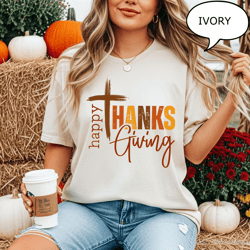 happy thanksgiving shirt comfort colors pumpkin thankful fall christian tee