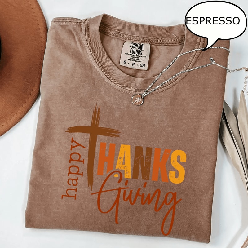 Happy Thanksgiving Shirt Comfort Colors Pumpkin Thankful Fall Christian Tee 2
