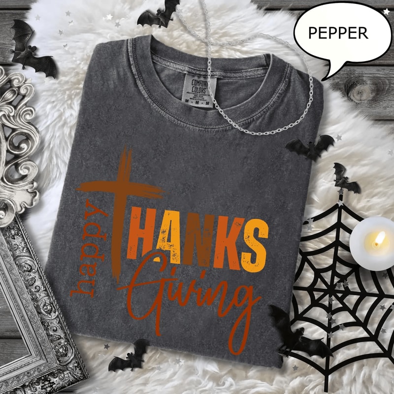 Happy Thanksgiving Shirt Comfort Colors Pumpkin Thankful Fall Christian Tee 3