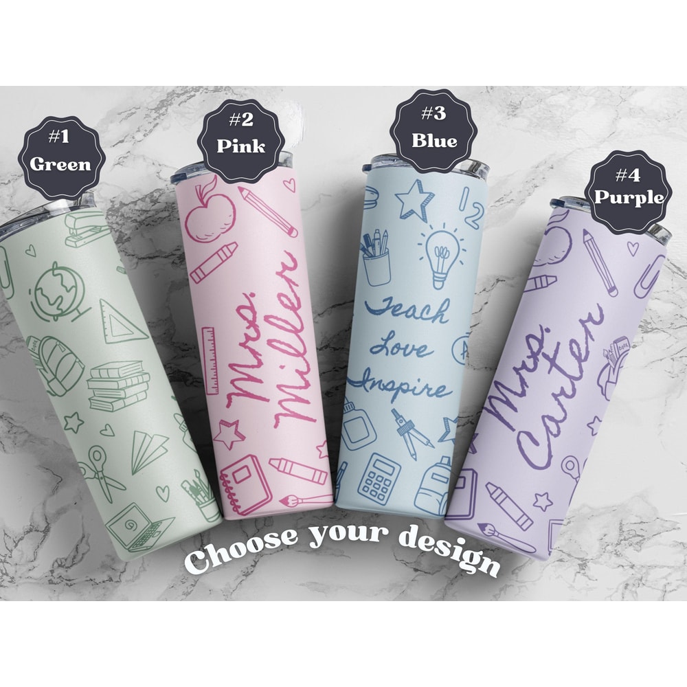 Custom Teacher Tumbler Personalized Name Cup Insulated Travel Mug Cute Teacher Gift 2