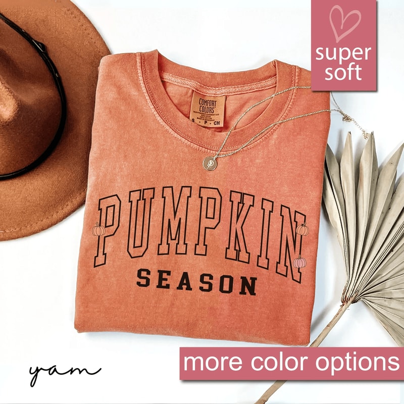 Comfort Colors Pumpkin Season Shirt Cute Fall T Shirt Cozy Thanksgiving Halloween Tee 0