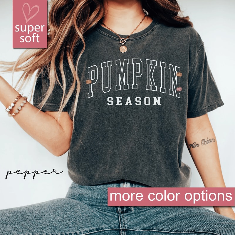 Comfort Colors Pumpkin Season Shirt Cute Fall T Shirt Cozy Thanksgiving Halloween Tee 1