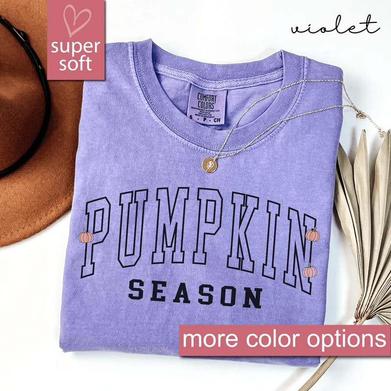 Comfort Colors Pumpkin Season Shirt Cute Fall T Shirt Cozy Thanksgiving Halloween Tee 2