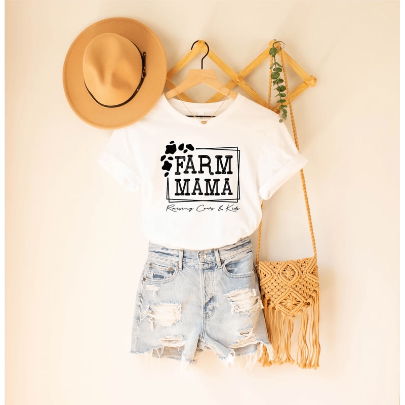 Farm Mama Raising Cows And Kids Shirt Cute Farm Life Tee Country Mom Gift 2