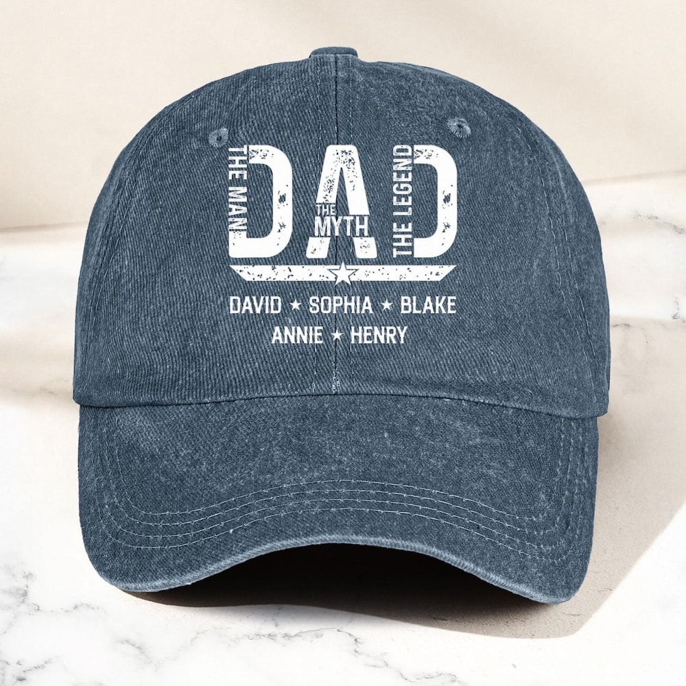 Dad Hat Personalized Kids Names Cap Custom Father Gift Minimalist Embroidered Baseball Hat 0