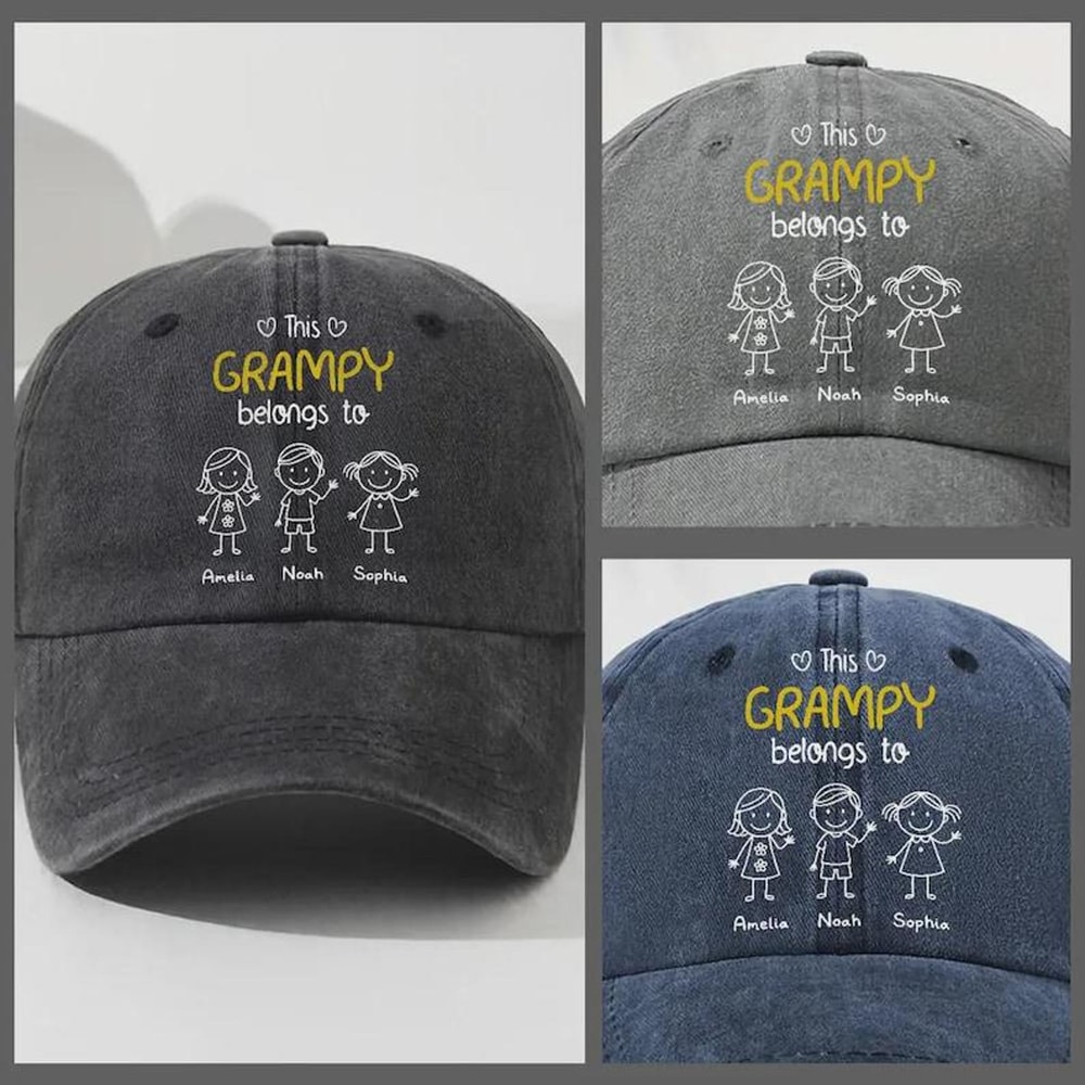 This Grandpa Belongs To Hat Personalized Kids Names Cap Custom Grandpa Gift Embroidered Dad Hat 1