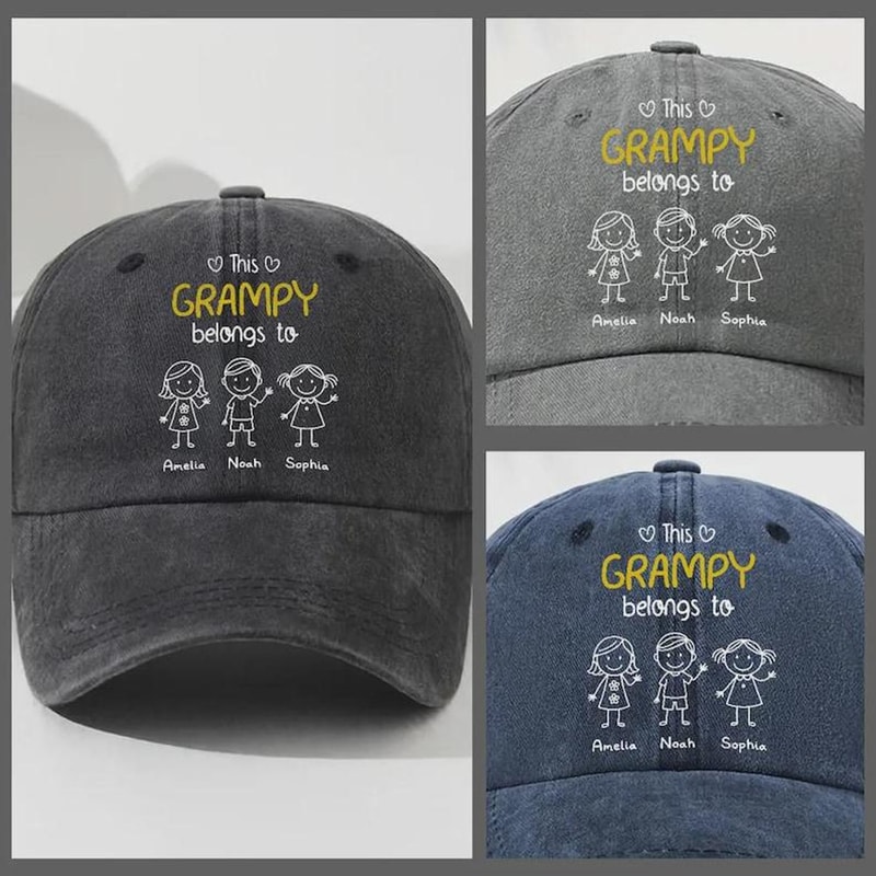 This Grandpa Belongs To Hat Personalized Kids Names Cap Custom Grandpa Gift Embroidered Dad Hat 1