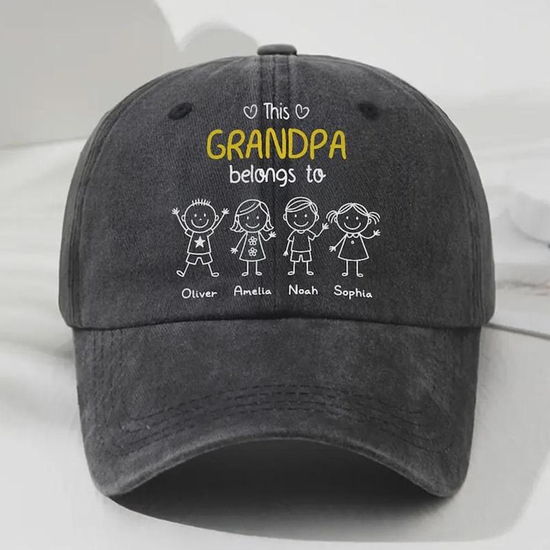 This Grandpa Belongs To Hat Personalized Kids Names Cap Custom Grandpa Gift Embroidered Dad Hat 2