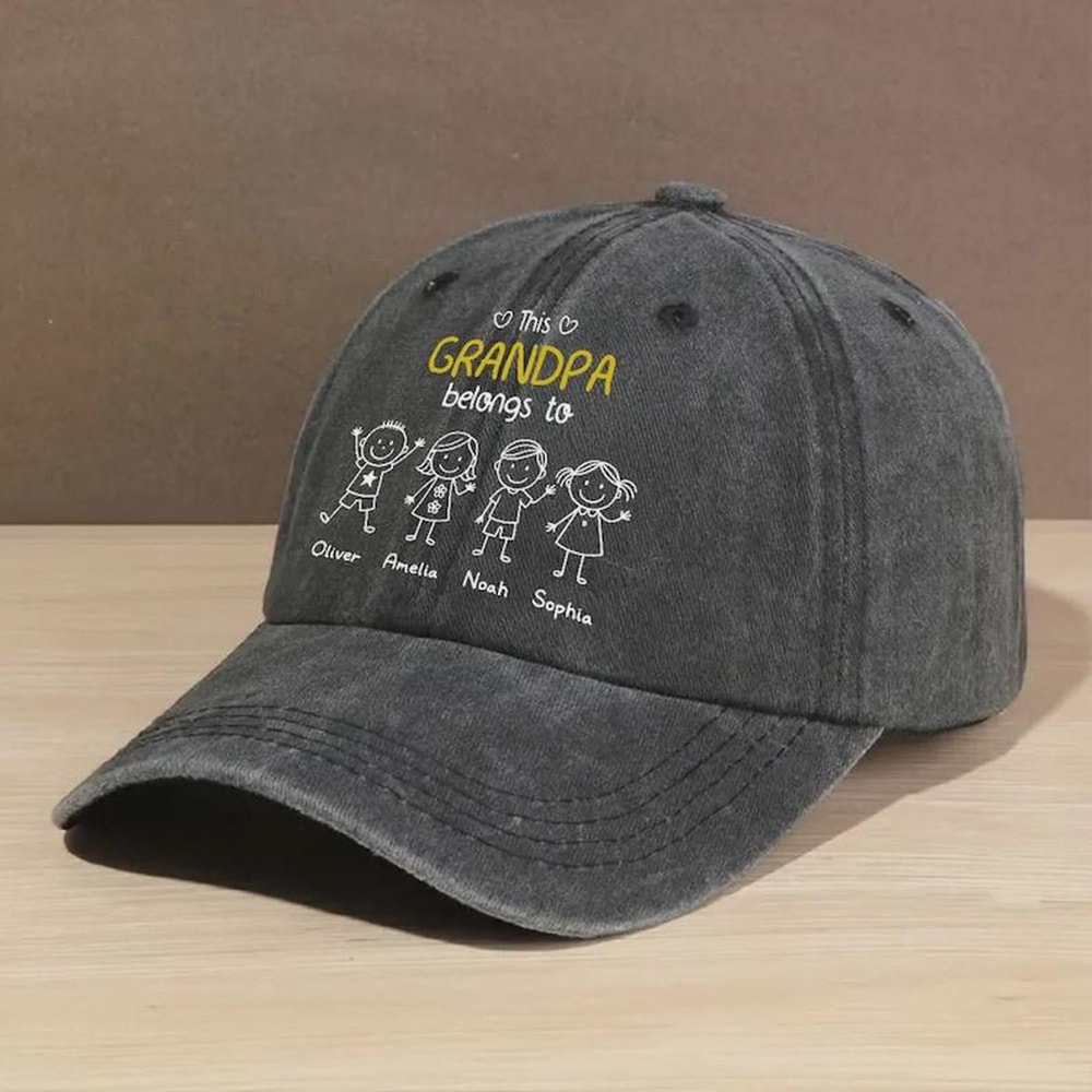 This Grandpa Belongs To Hat Personalized Kids Names Cap Custom Grandpa Gift Embroidered Dad Hat 3