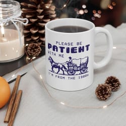 please be patient with me mug funny retro gamer coffee cup vintage humor gift