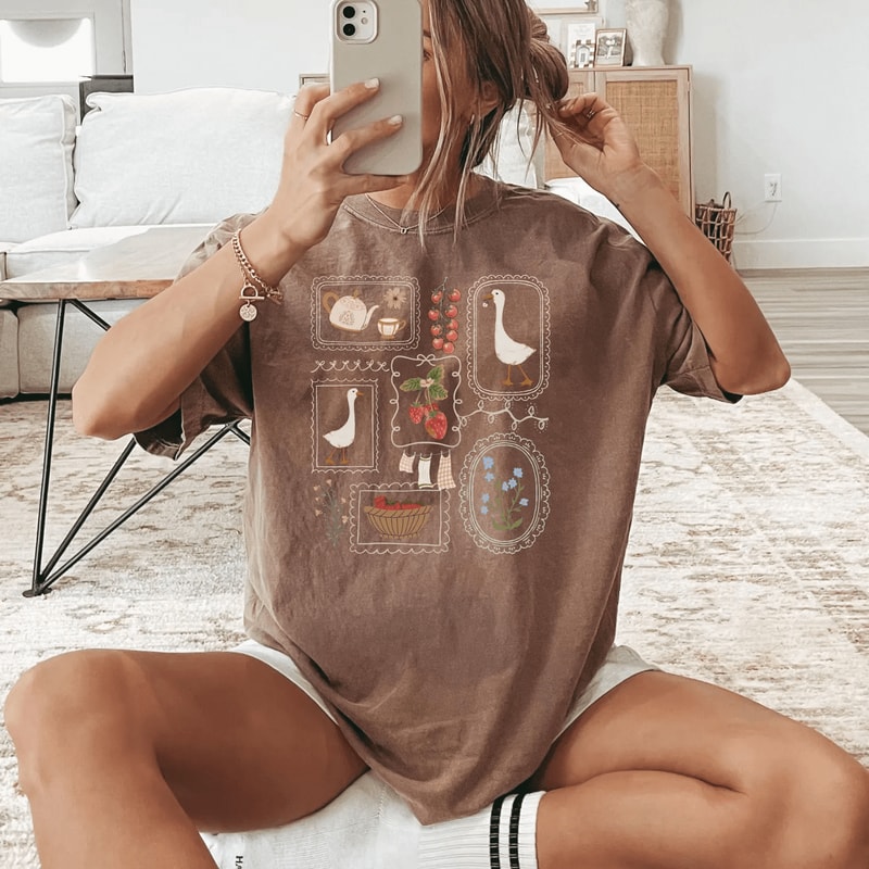 Comfort Colors Cottagecore Goose Shirt Vintage Garden Aesthetic Tee 2