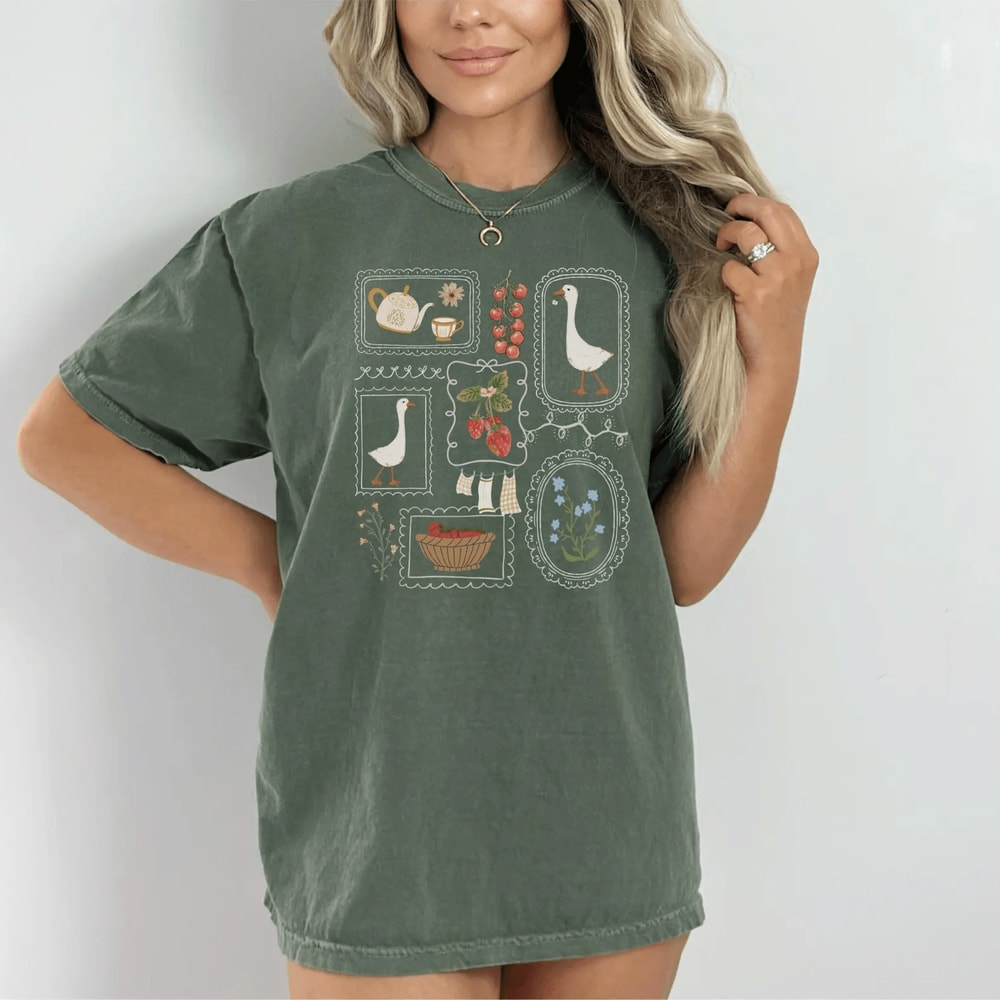 Comfort Colors Cottagecore Goose Shirt Vintage Garden Aesthetic Tee 3