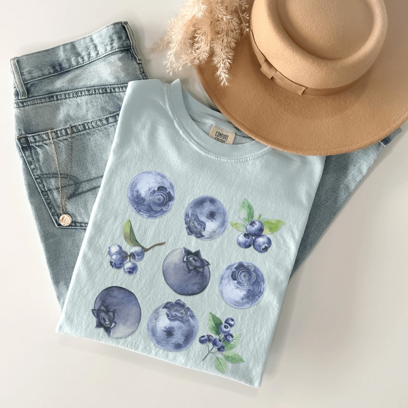 Blueberries Aesthetic Fruit Shirt Vintage Berry Tee Cute Foodie Plant Lover Gift 1