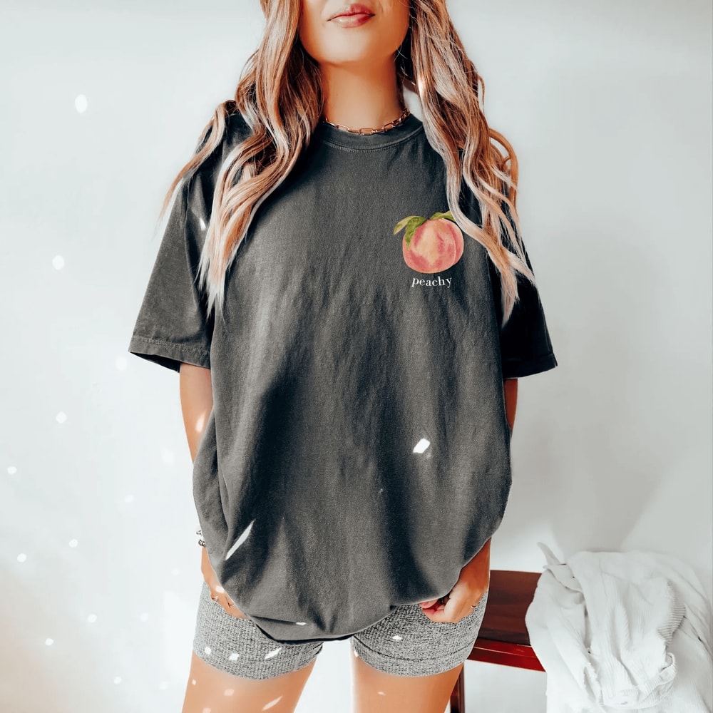 Peach Aesthetic Fruit Shirt Vintage Graphic Tee Cute Foodie Garden Plant Lover Gift 2