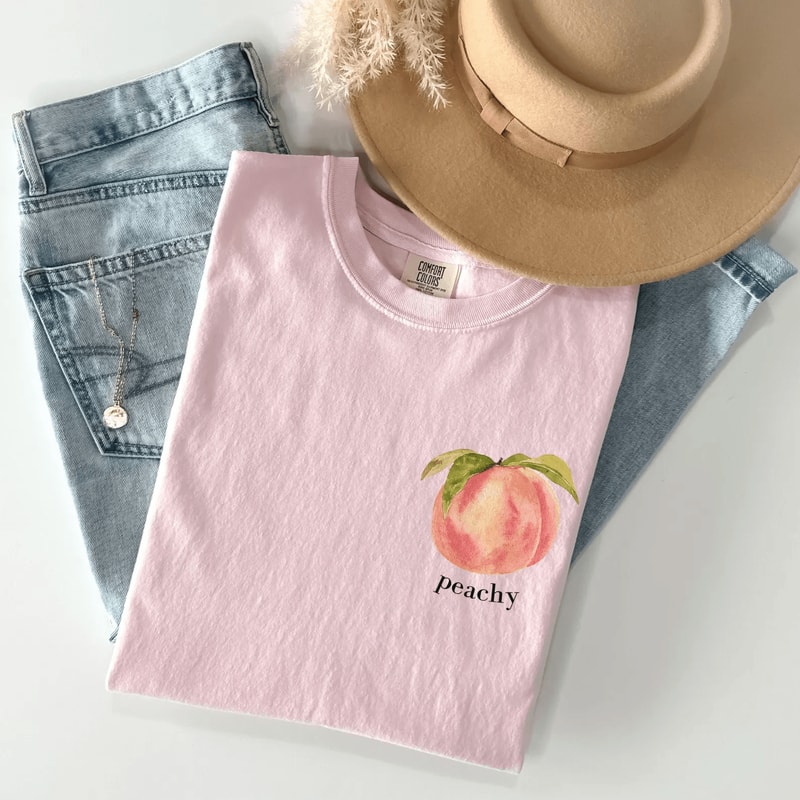 Peach Aesthetic Fruit Shirt Vintage Graphic Tee Cute Foodie Garden Plant Lover Gift 3