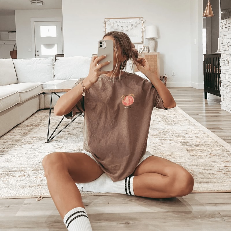 Peach Aesthetic Fruit Shirt Vintage Graphic Tee Cute Foodie Garden Plant Lover Gift 4