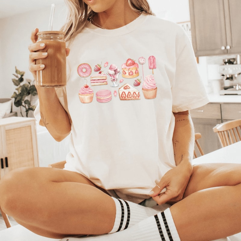 Girly Pink Cake Shirt Y2K Aesthetic Tee Cute Baking Lover Gift For Her 5