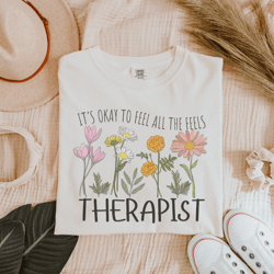 floral therapist shirt mental health tee school counselor shirt thoughtful therapist gift