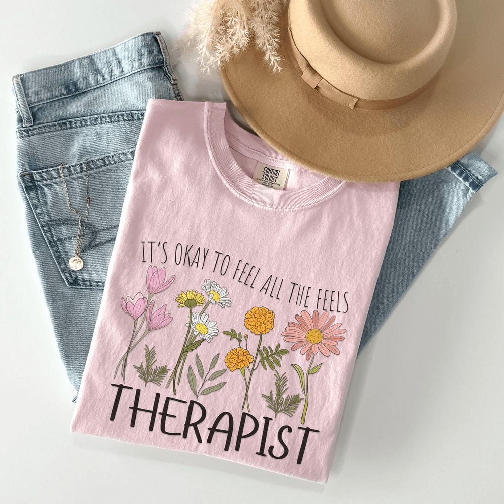 Floral Therapist Shirt Mental Health Tee School Counselor Shirt Thoughtful Therapist Gift 3