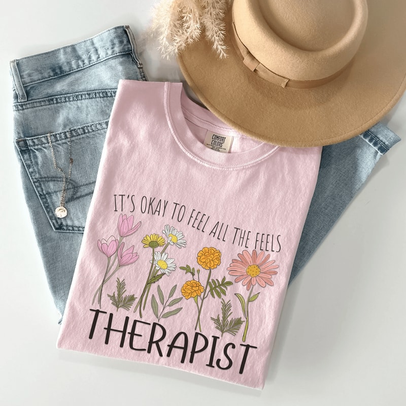 Floral Therapist Shirt Mental Health Tee School Counselor Shirt Thoughtful Therapist Gift 3