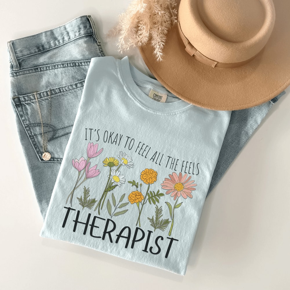 Floral Therapist Shirt Mental Health Tee School Counselor Shirt Thoughtful Therapist Gift 5