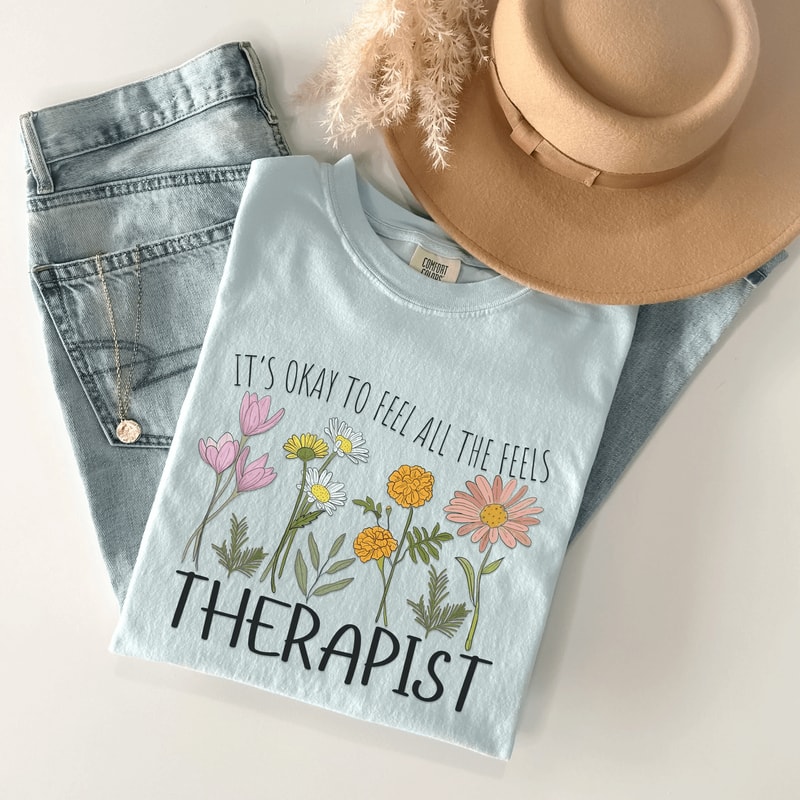 Floral Therapist Shirt Mental Health Tee School Counselor Shirt Thoughtful Therapist Gift 5