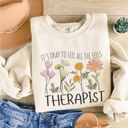 floral therapist shirt mental health tee school counselor shirt thoughtful therapist