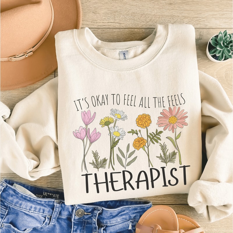 Floral Therapist Shirt Mental Health Tee School Counselor Shirt Thoughtful Therapist 0