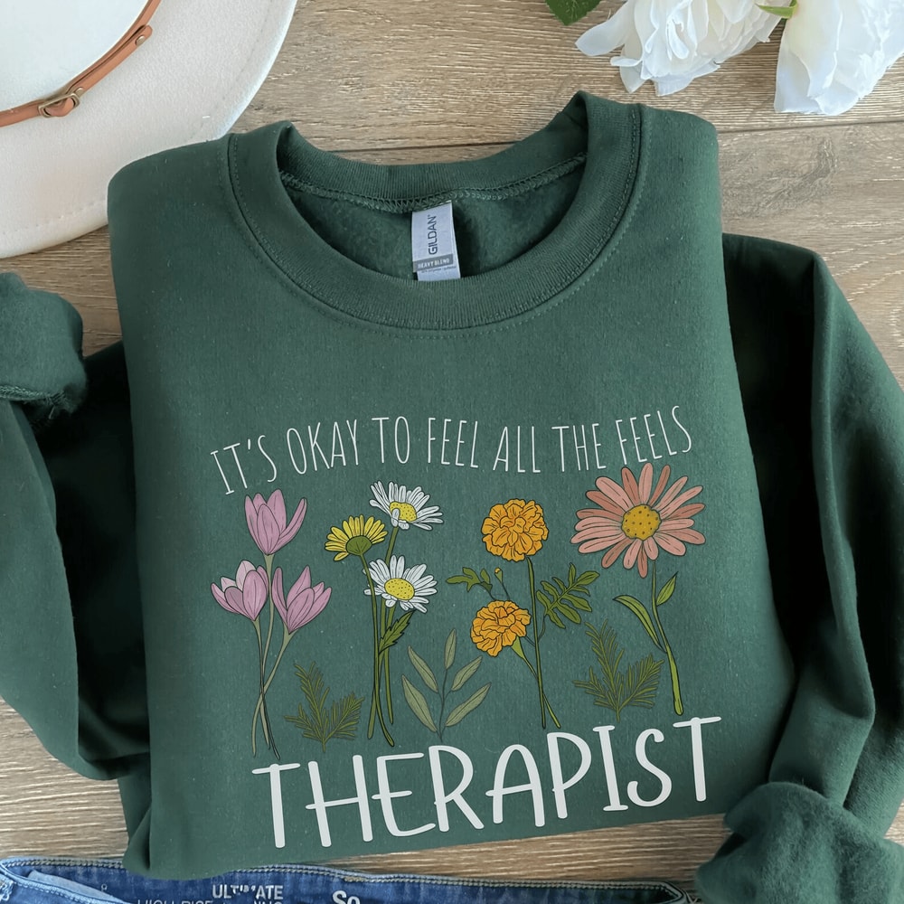 Floral Therapist Shirt Mental Health Tee School Counselor Shirt Thoughtful Therapist 3