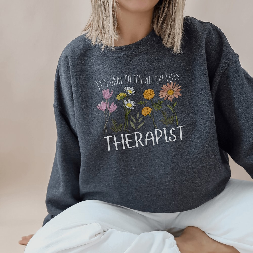 Floral Therapist Shirt Mental Health Tee School Counselor Shirt Thoughtful Therapist 4