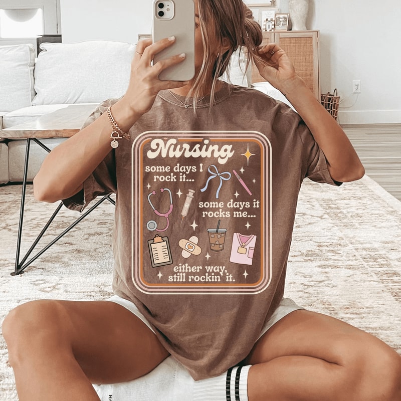 Comfort Colors Nurse Shirt Funny Retro RN Tee ER NICU Pediatrics Nurse Gift 0