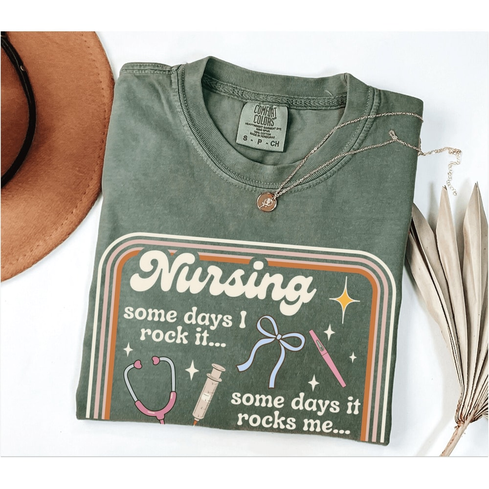 Comfort Colors Nurse Shirt Funny Retro RN Tee ER NICU Pediatrics Nurse Gift 2