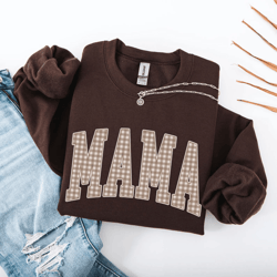 gingham mama sweatshirt vintage mama shirt trendy mom crewneck mothers day gift