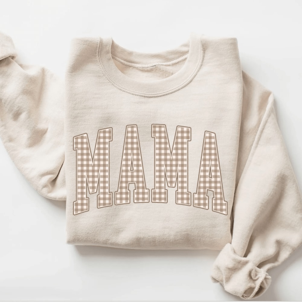 Gingham Mama Sweatshirt Vintage Mama Shirt Trendy Mom Crewneck Mothers Day Gift 1