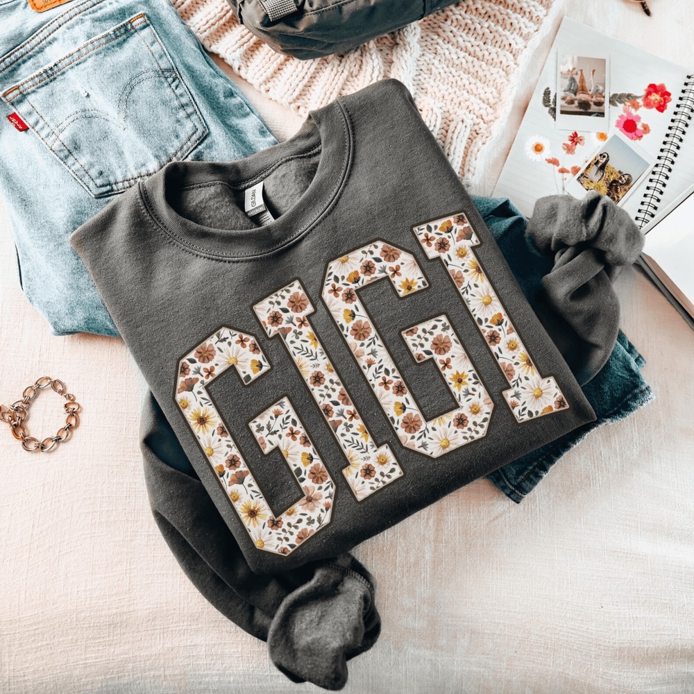 Floral Gigi Sweatshirt Cozy Grandma Crewneck Mothers Day Pregnancy Announcement Gift 0