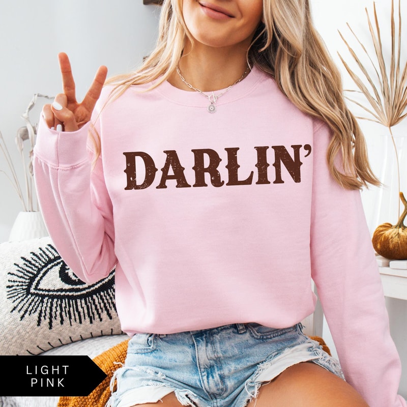 Darlin Sweatshirt Western Cowgirl Pullover Cute Country Graphic Crewneck Cozy Womens Top 1
