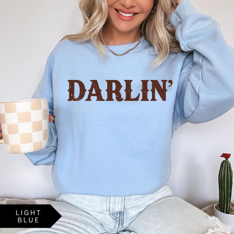 Darlin Sweatshirt Western Cowgirl Pullover Cute Country Graphic Crewneck Cozy Womens Top 3