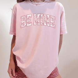 retro be mine valentine shirt with pink bow toile print cute romantic gift tee