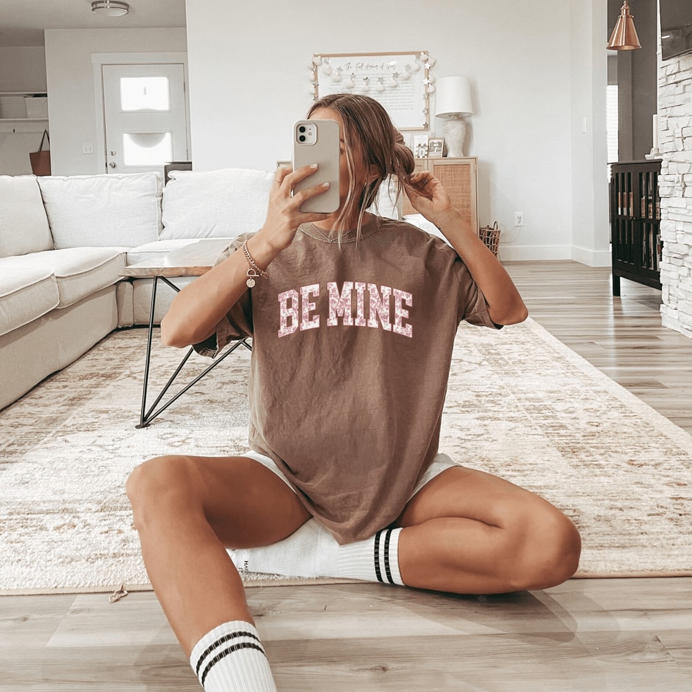 Retro Be Mine Valentine Shirt With Pink Bow Toile Print Cute Romantic Gift Tee 3