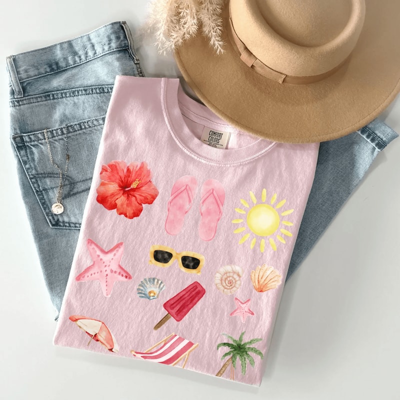 Comfort Colors Summer Shirt Tropical Vacation Beach Graphic Tee Ocean Summer Time Shirt 2