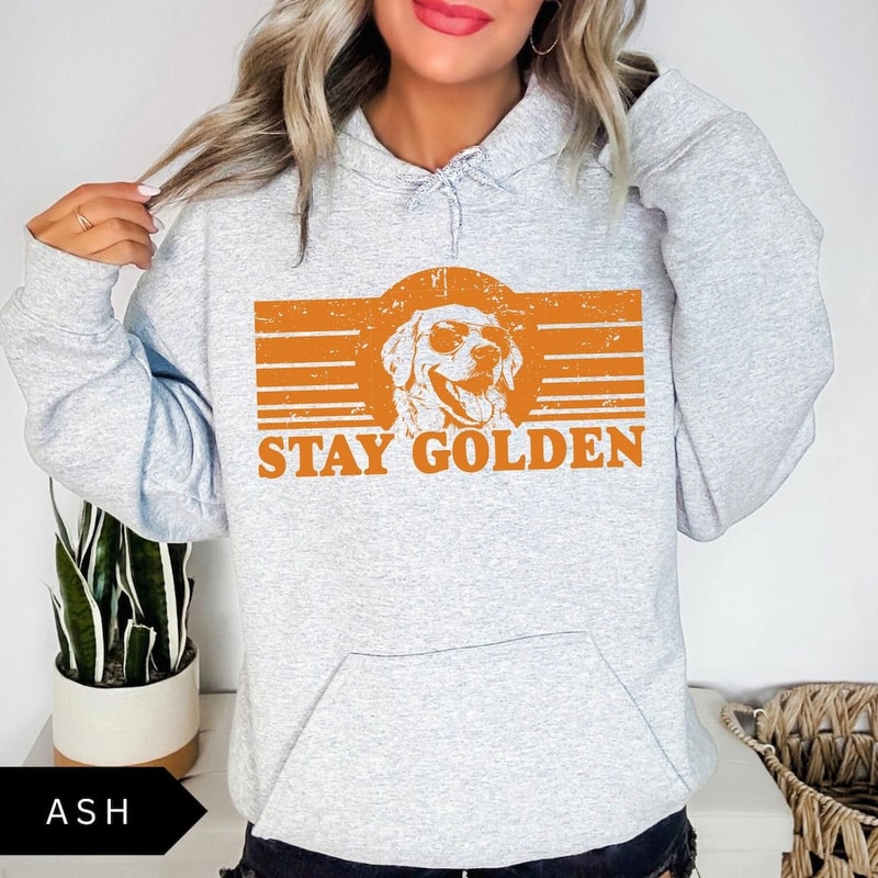 Stay Golden Hoodie Funny Golden Retriever Shirt Unisex Retro Dog Lover Hoodie 0