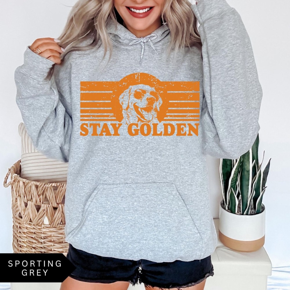 Stay Golden Hoodie Funny Golden Retriever Shirt Unisex Retro Dog Lover Hoodie 4
