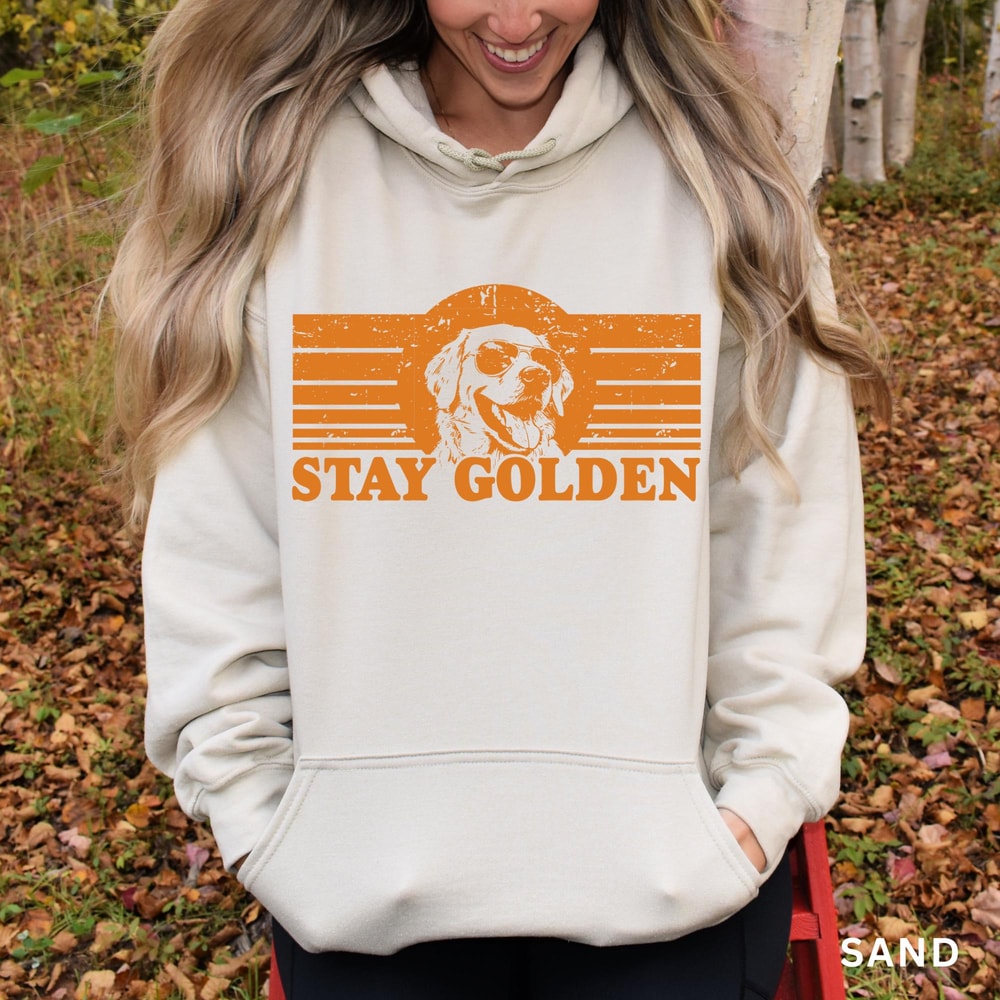 Stay Golden Hoodie Funny Golden Retriever Shirt Unisex Retro Dog Lover Hoodie 5