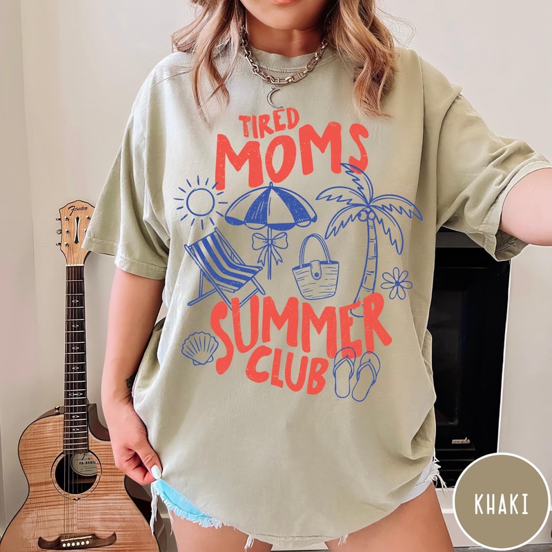 Tired Moms Summer Club Comfort Colors TShirt Funny Retro Mom Summer Tee Beach Mom Shirt Summer Grap 2