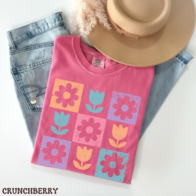 Retro Floral Shirt Vintage Flower Graphic Tee Cottagecore Aesthetic Shirt Trendy Spring Summer Top 4