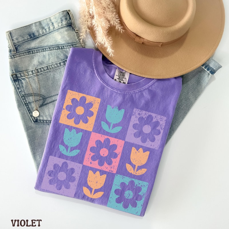 Retro Floral Shirt Vintage Flower Graphic Tee Cottagecore Aesthetic Shirt Trendy Spring Summer Top 5